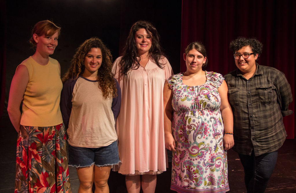 Ali Brown, left, joins Sienna Williams, Victoria Lavin, Elsie Phillips, and playwright Nichole Martinez after their September 6 performance in Confide in Me. Photo: Khaled Sayed